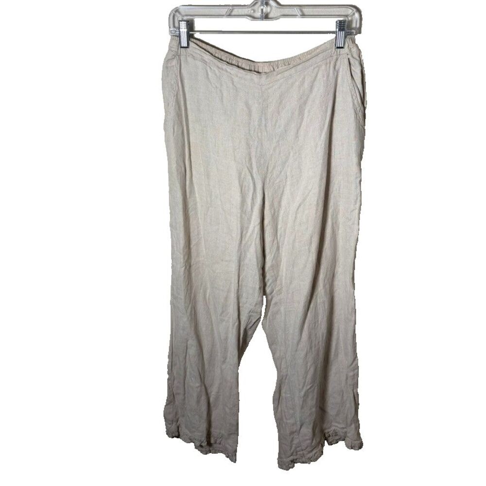 Match Point Pants Women's Medium USA Lagenlook 100% Linen Bottoms Boho
